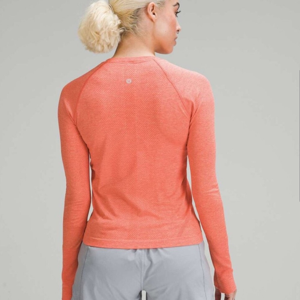 lululemon Swiftly Tech Long Sleeve 2.0 Race, Size 6, Solar Orange/Sunny coral - Picture 4 of 6